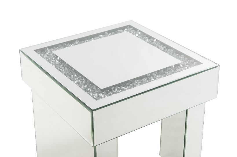 Noralie Glam Square End Table with Faux Diamonds Inlay