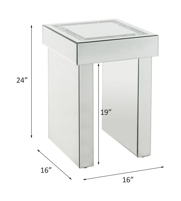 Noralie Glam Square End Table with Faux Diamonds Inlay