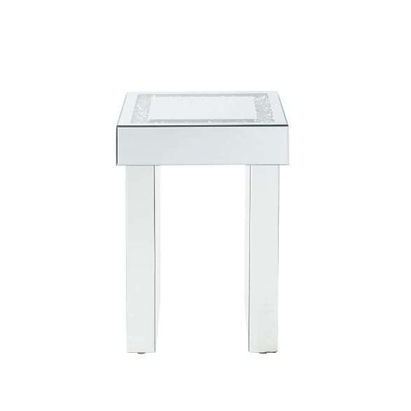 Noralie Glam Square End Table with Faux Diamonds Inlay