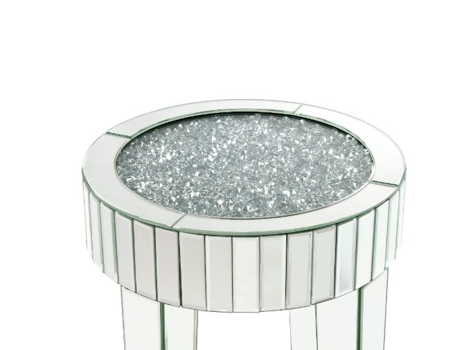 Noralie Glam Round End Table with 4 Legs