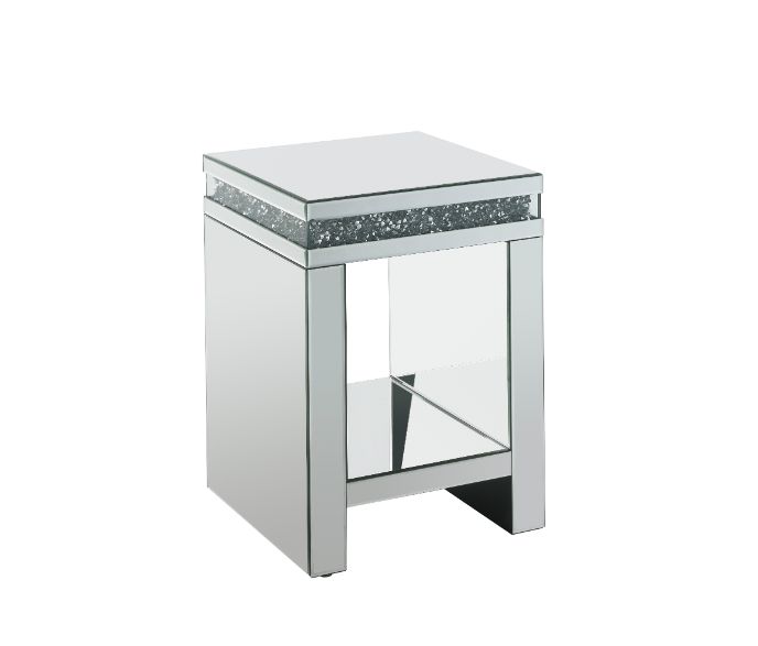 Noralie Glam Square End Table with Lower Shelf