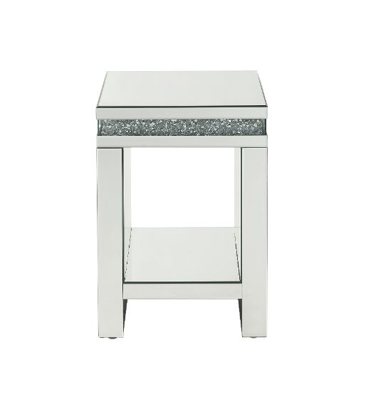 Noralie Glam Square End Table with Lower Shelf