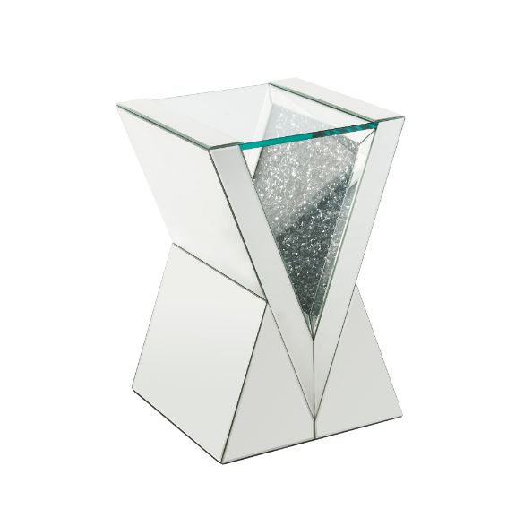 Noralie Glam Square End Table with V-Shaped Pedestal