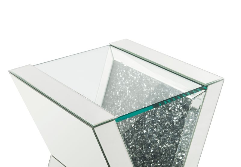 Noralie Glam Square End Table with V-Shaped Pedestal