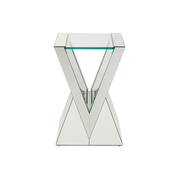 Noralie Glam Square End Table with V-Shaped Pedestal