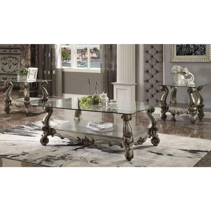 Versailles Square End Table with Glass Top