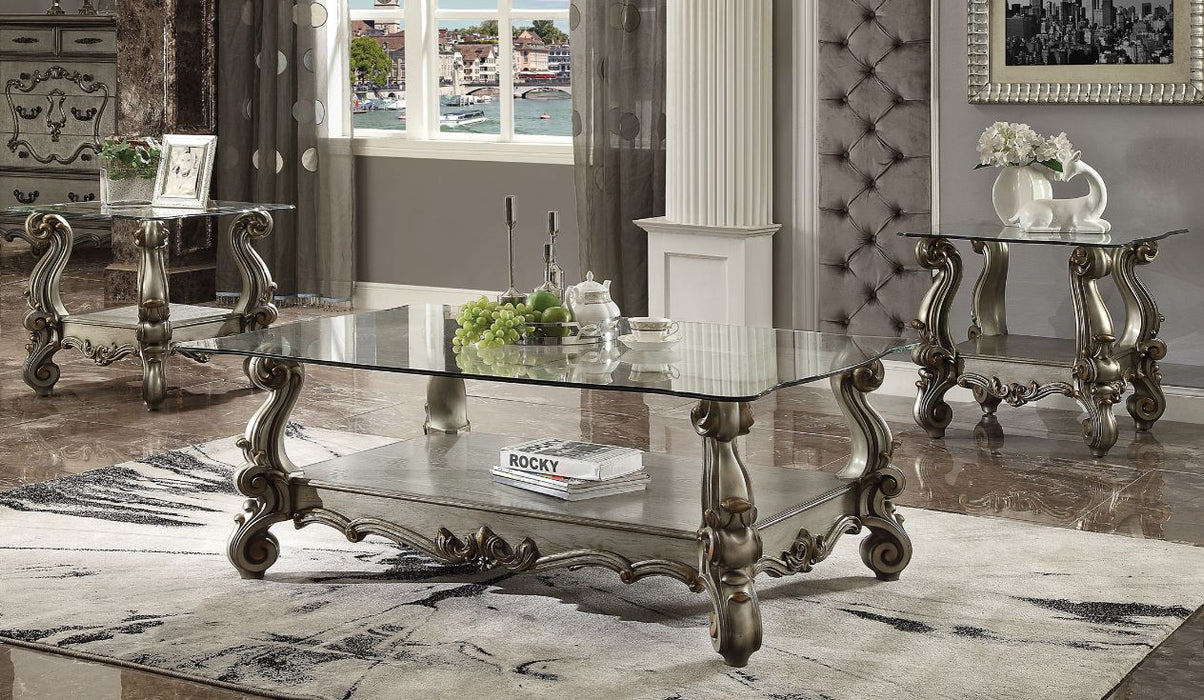 Versailles Rectangular Coffee Table with Glass Top