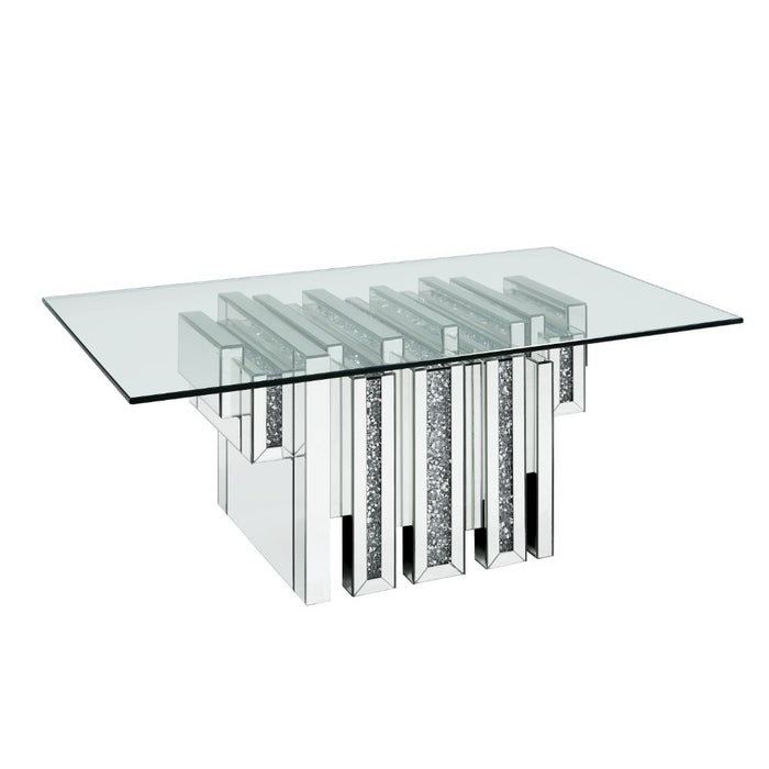 Noralie Glam Rectangular Coffee Table with Unique Pedestal Base