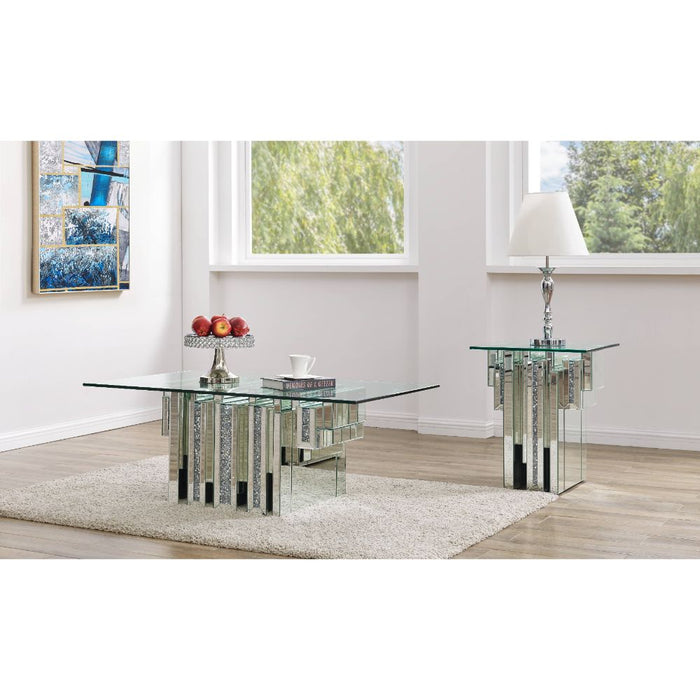 Noralie Glam Rectangular Coffee Table with Unique Pedestal Base