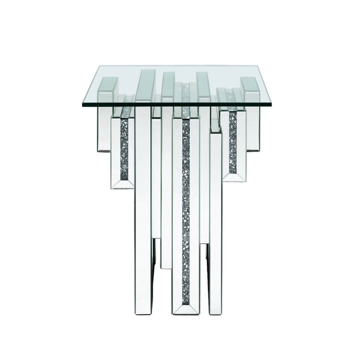 Noralie Glam Square End Table with Unique Pedestal Base