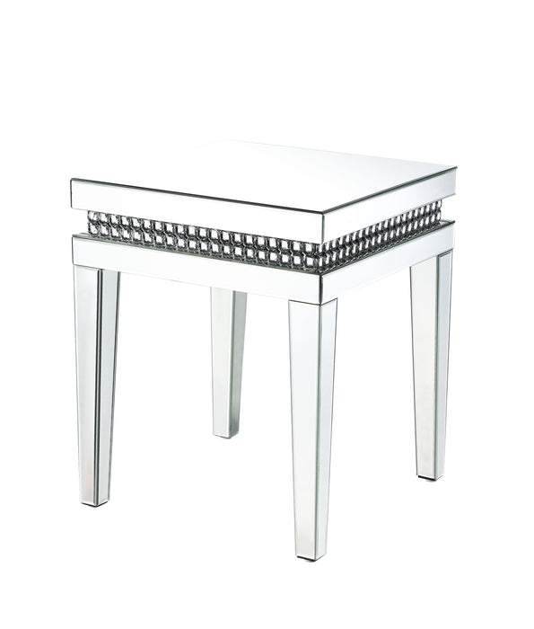 Lotus Glam End Table with Mirrored Table Top