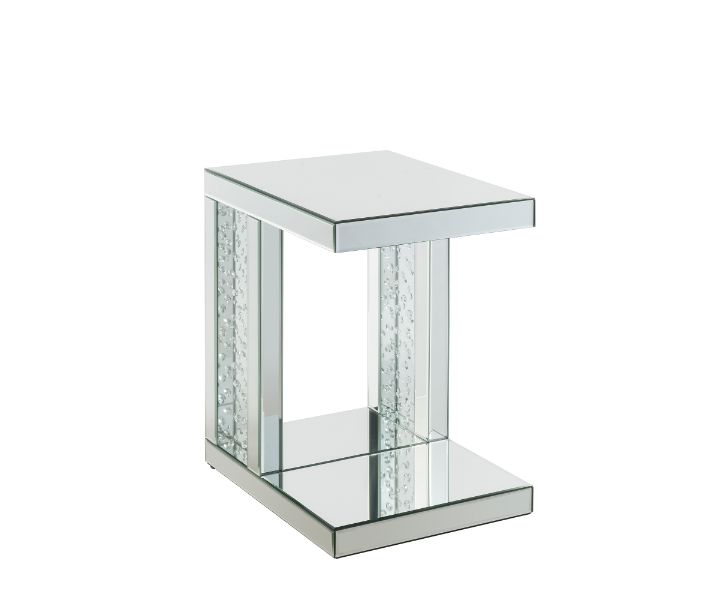 Nysa Glam Rectangular Accent Table with Faux Crystals Inlay