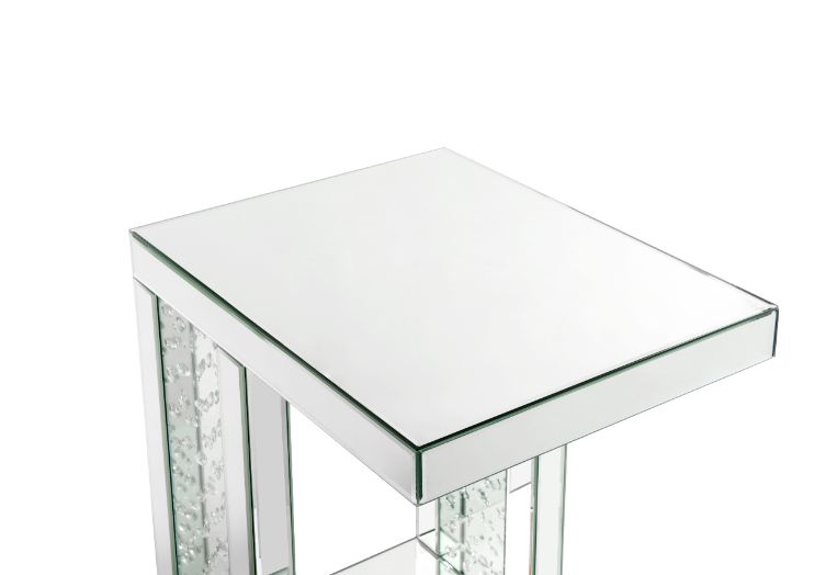 Nysa Glam Rectangular Accent Table with Faux Crystals Inlay