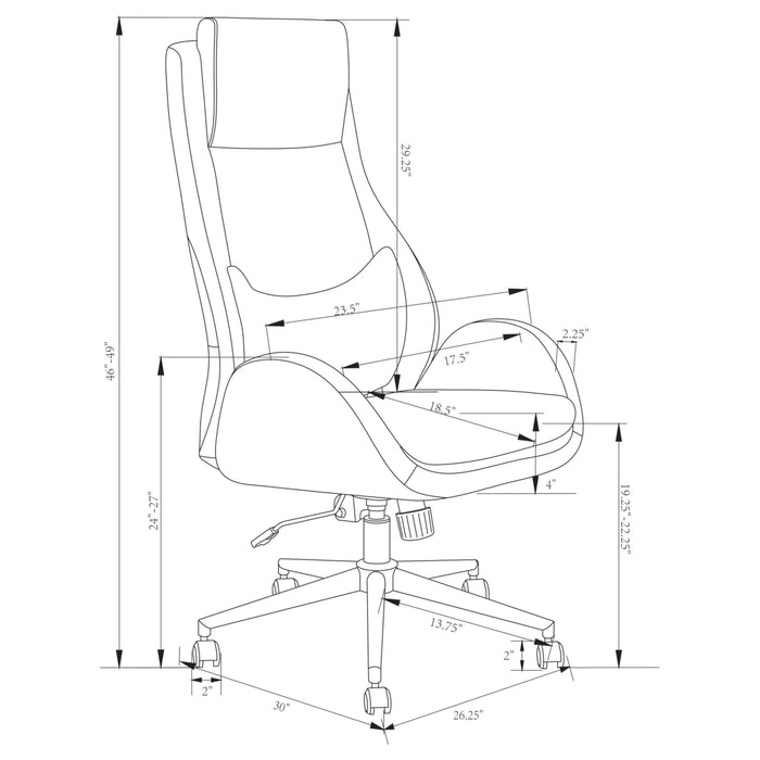 Coaster Cruz Upholstered Office Chair with Padded Seat Grey and Chrome Default Title