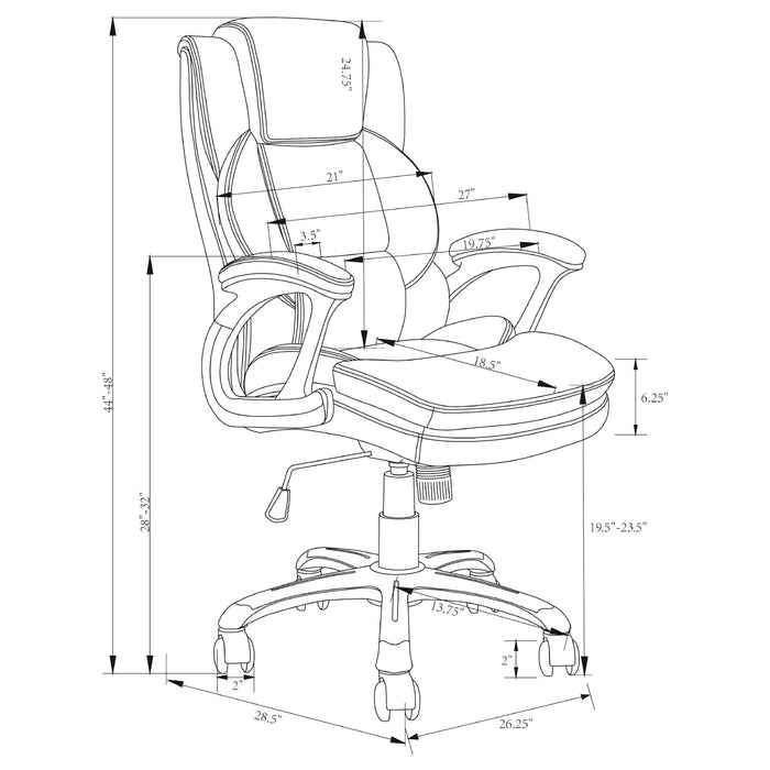 Coaster Nerris Adjustable Height Office Chair with Padded Arm Grey and Black Default Title