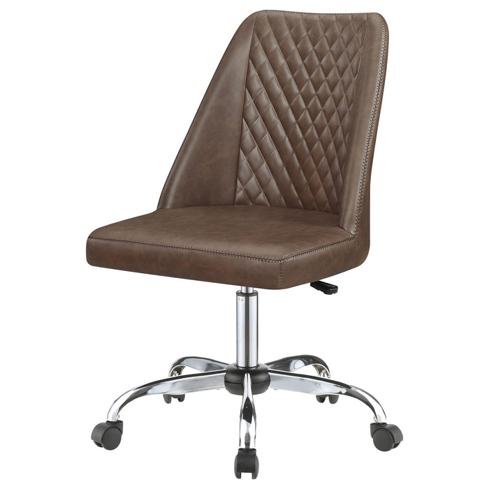 Coaster Althea Upholstered Tufted Back Office Chair Brown and Chrome Default Title