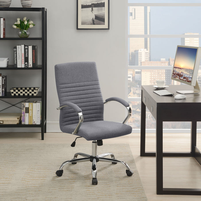 Coaster Abisko Upholstered Office Chair with Casters Grey and Chrome Default Title