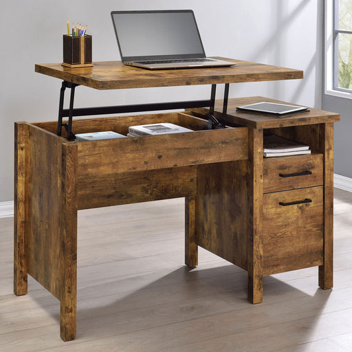 Coaster Delwin Lift Top Office Desk with File Cabinet Antique Nutmeg Default Title