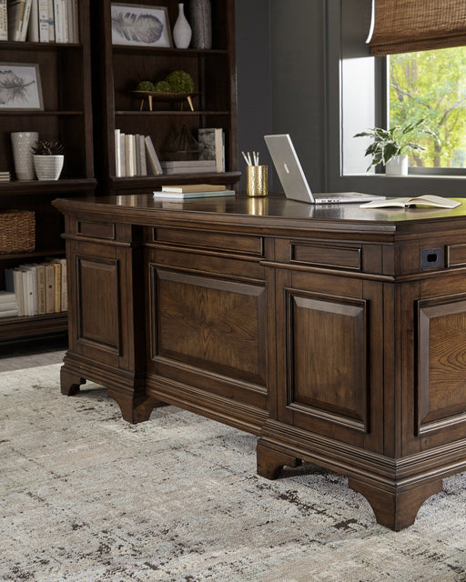 Coaster Hartshill Executive Desk with File Cabinets Burnished Oak Default Title