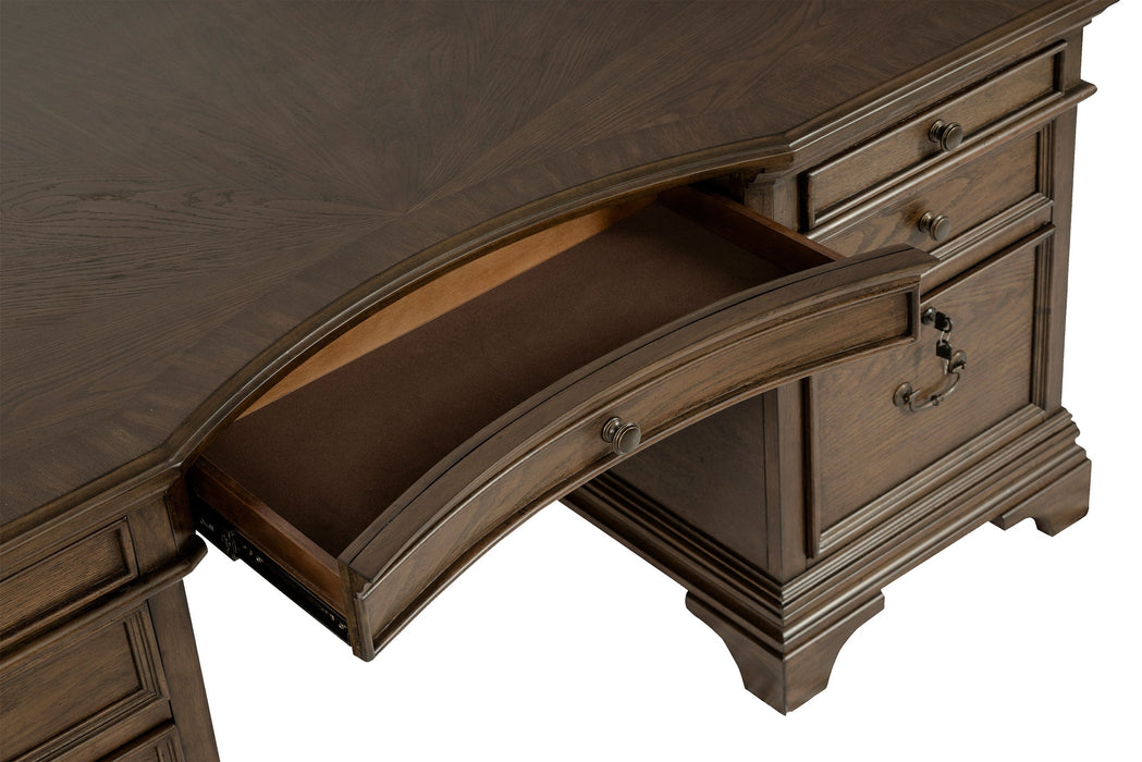 Coaster Hartshill Executive Desk with File Cabinets Burnished Oak Default Title