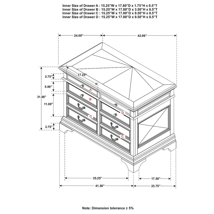 Coaster Hartshill 5-drawer File Cabinet Burnished Oak Default Title