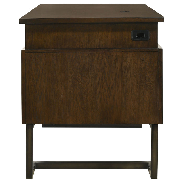 Marshall 6-drawer Executive Desk Dark Walnut and Gunmetal