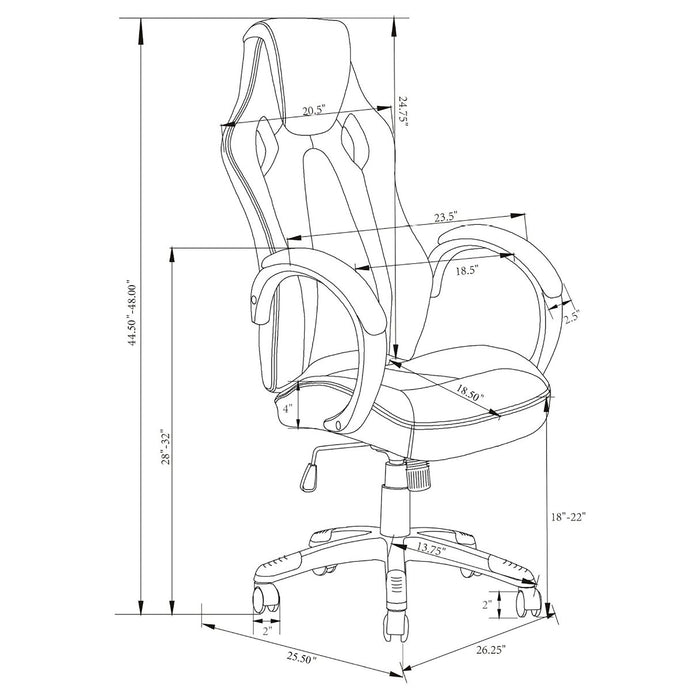 Coaster Carlos Arched Armrest Upholstered Office Chair Black Default Title