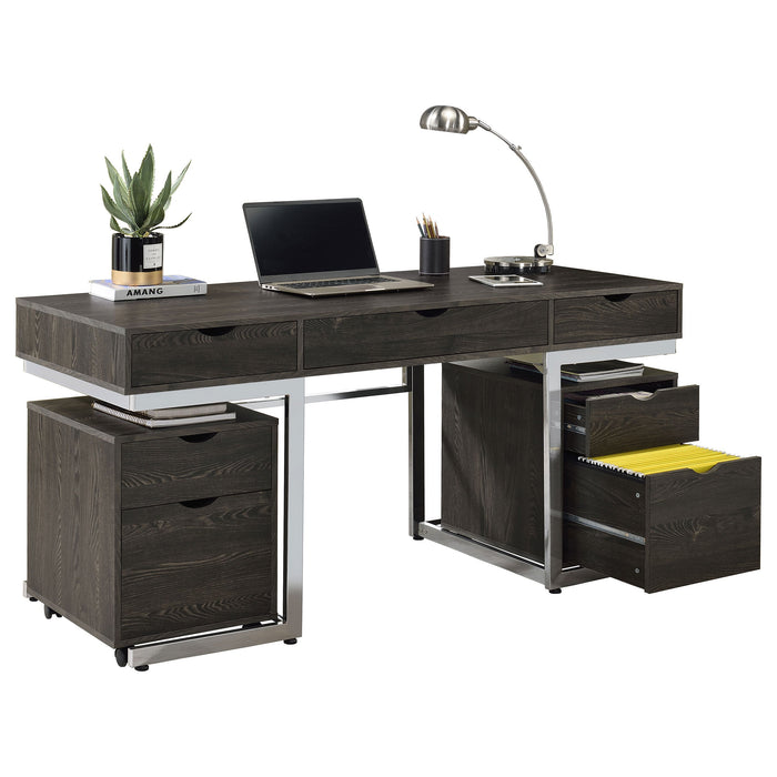 Coaster Noorvik 3-piece Writing Desk Set Dark Oak and Chrome Default Title