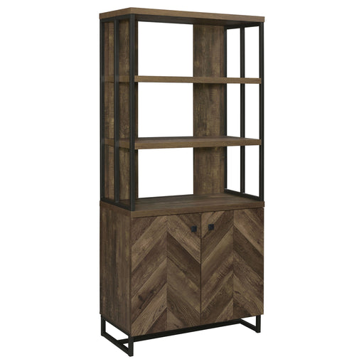 Coaster Millbrook 2-door Bookcase Rustic Oak Herringbone and Gunmetal Default Title