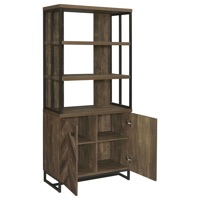 Coaster Millbrook 2-door Bookcase Rustic Oak Herringbone and Gunmetal Default Title