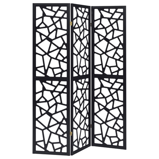 Coaster Nailan 3-panel Open Mosaic Pattern Room Divider Black Default Title