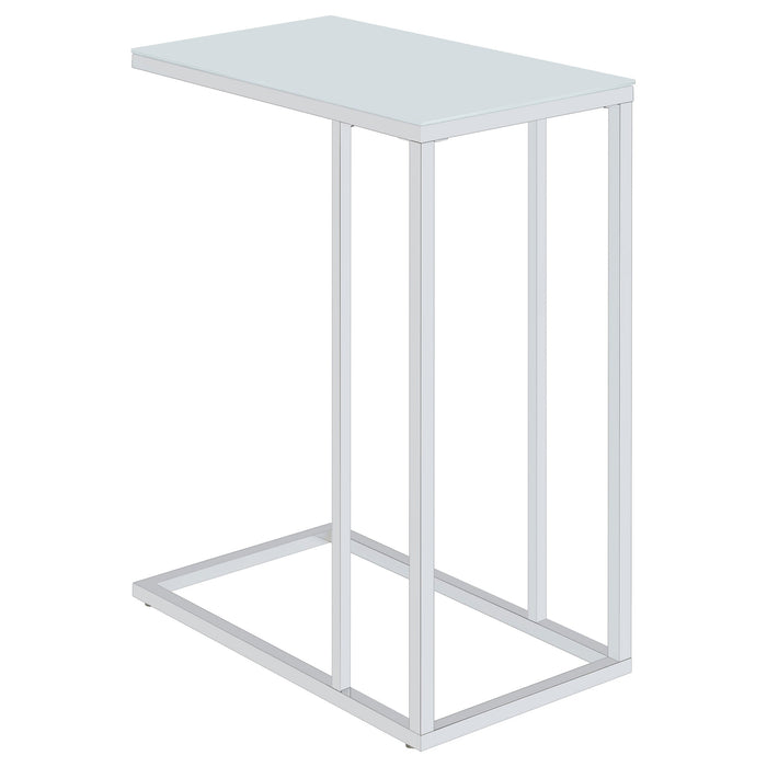 Coaster Stella Glass Top Accent Table Chrome and White Default Title