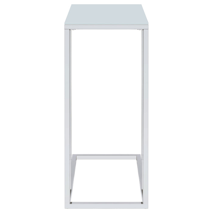 Coaster Stella Glass Top Accent Table Chrome and White Default Title