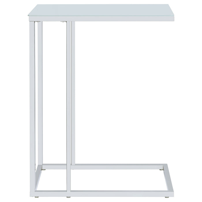 Coaster Stella Glass Top Accent Table Chrome and White Default Title