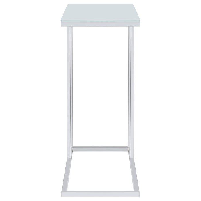 Coaster Stella Glass Top Accent Table Chrome and White Default Title