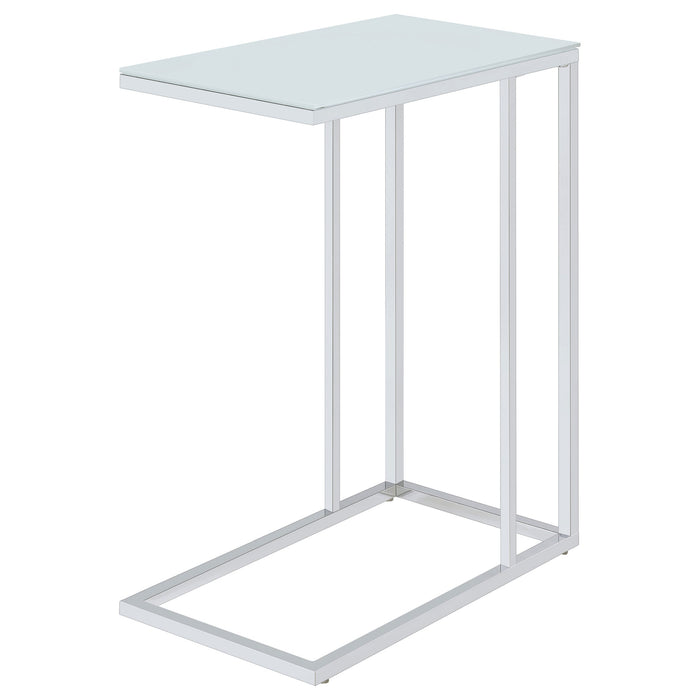 Coaster Stella Glass Top Accent Table Chrome and White Default Title