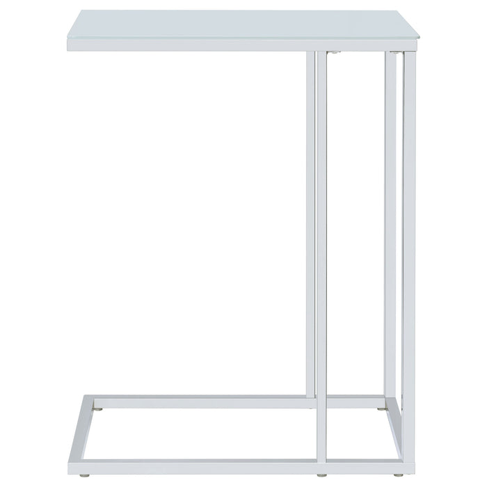 Coaster Stella Glass Top Accent Table Chrome and White Default Title