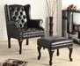 Coaster Roberts Button Tufted Back Accent Chair with Ottoman Black and Espresso Default Title