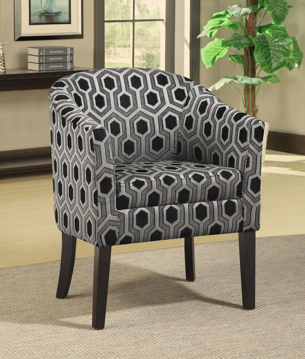 Coaster Jansen Hexagon Patterned Accent Chair Grey and Black Default Title