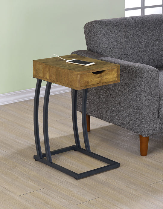 Coaster Troy Accent Table with Power Outlet Antique Nutmeg Default Title