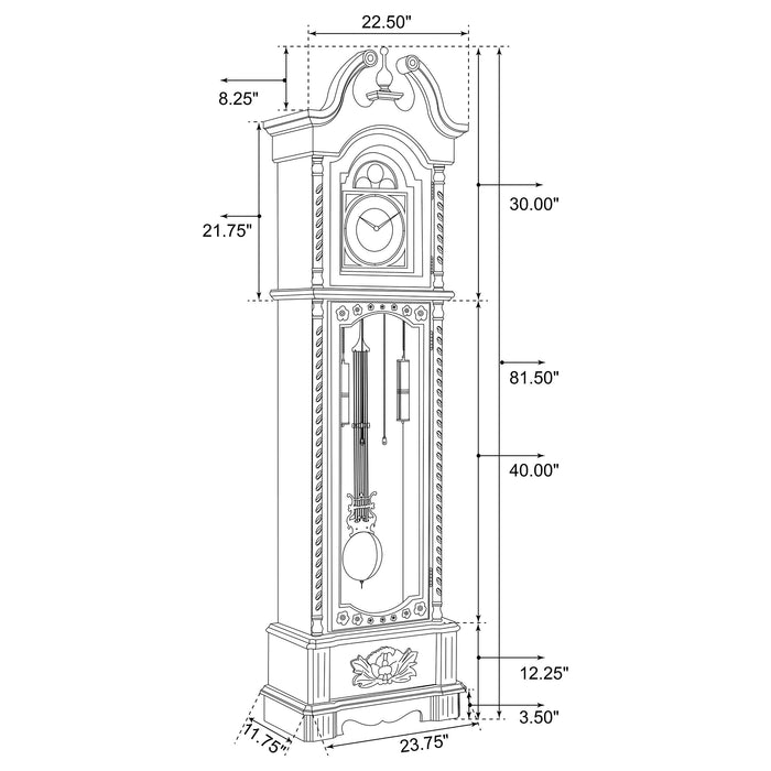 Coaster Cedric Grandfather Clock with Chime Golden Brown Default Title