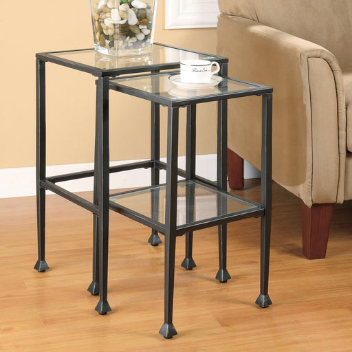 Coaster Leilani 2-piece Glass Top Nesting Tables Black Default Title