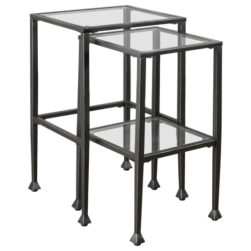 Coaster Leilani 2-piece Glass Top Nesting Tables Black Default Title