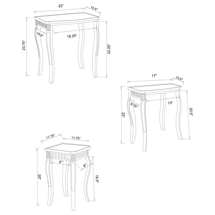 Coaster Daphne 3-piece Curved Leg Nesting Tables Warm Brown Default Title