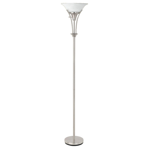 Coaster Archie Floor Lamp with Frosted Ribbed Shade Brushed Steel Default Title