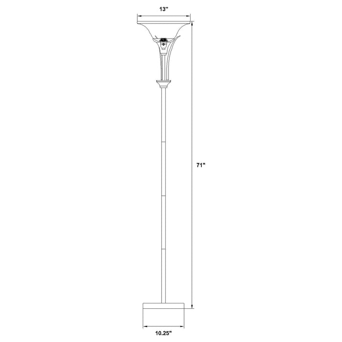 Coaster Archie Floor Lamp with Frosted Ribbed Shade Brushed Steel Default Title