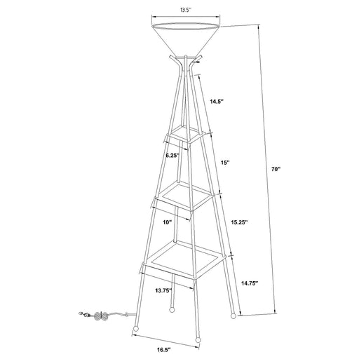 Coaster Gianni Versatile Shelf Tower Floor Lamp Charcoal Black Default Title