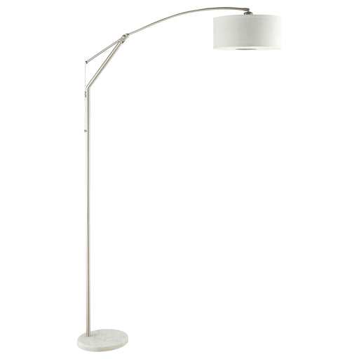 Coaster Moniz Adjustable Arched Arm Floor Lamp Chrome and White Default Title