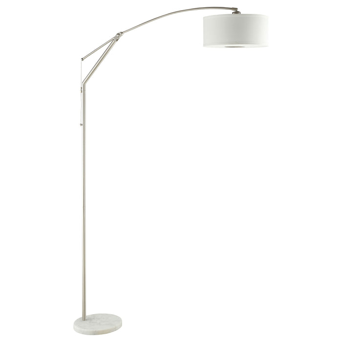 Coaster Moniz Adjustable Arched Arm Floor Lamp Chrome and White Default Title