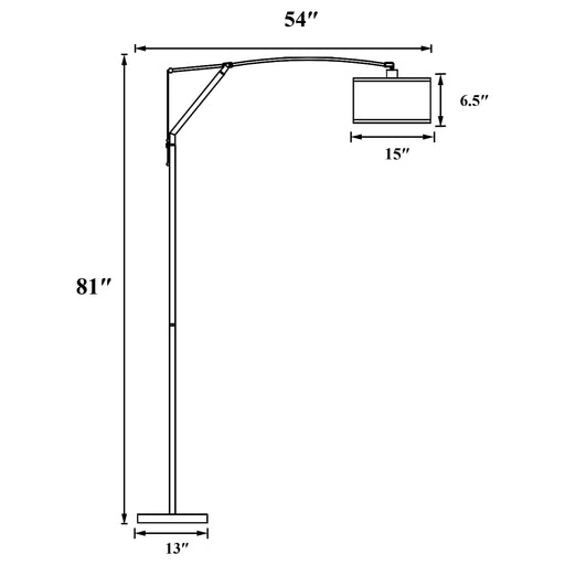 Coaster Moniz Adjustable Arched Arm Floor Lamp Chrome and White Default Title